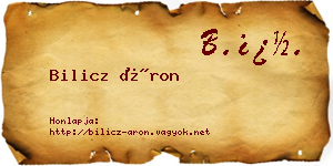 Bilicz Áron névjegykártya